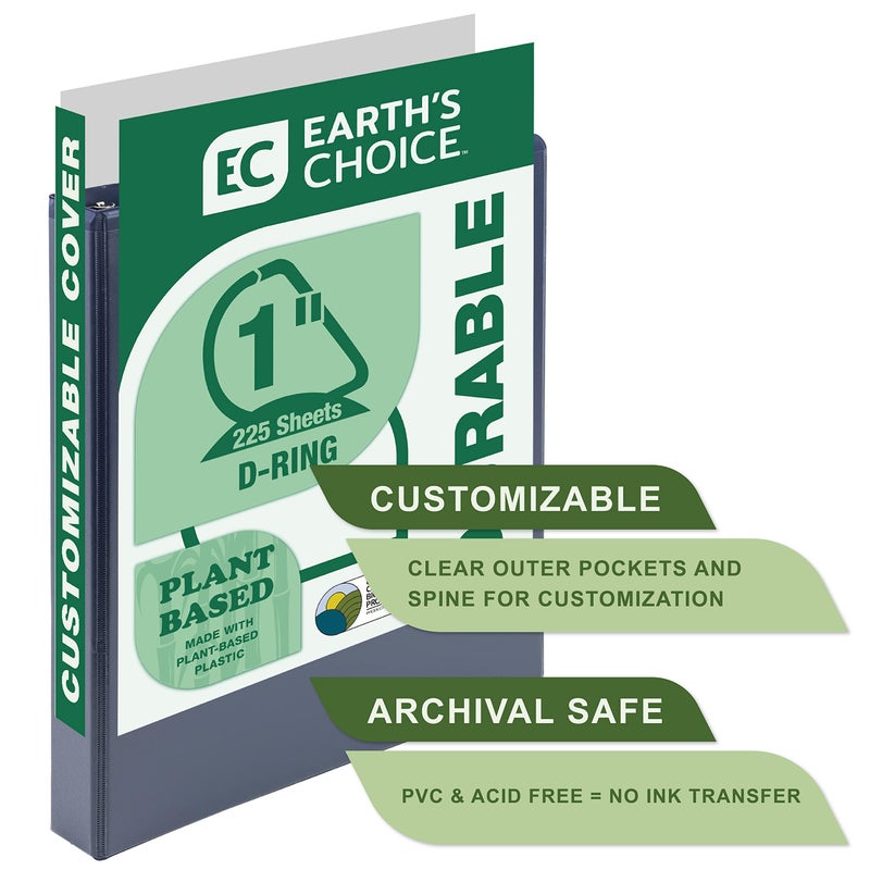 Samsill Plant-Based 1 Inch Durable D-Ring, Made in USA, View Binder, Eco-Friendly, USDA Certified Biobased, Single, Indigo - Image 3